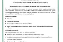 Katsina State Primary Health Care Agency (KSPHCA) | Apply For Online Recruitment Form