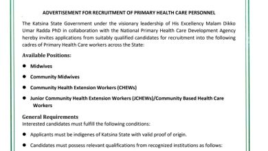 Katsina State Primary Health Care Agency (KSPHCA) | Apply For Online Recruitment Form