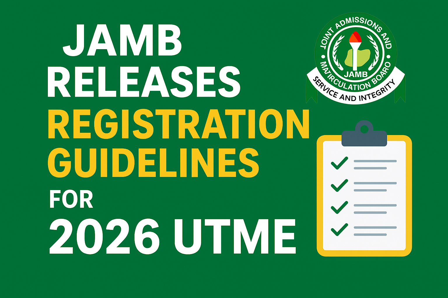 JAMB 2026 UTME Guidelines: Dates, Requirements & Key Updates